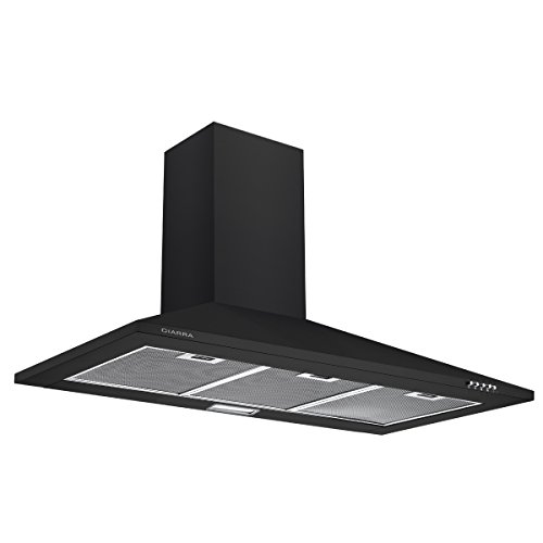 Hotte De Cuisine Noire De 90cm Avec Chemine Et Ventilateur Dextraction Par.jpg