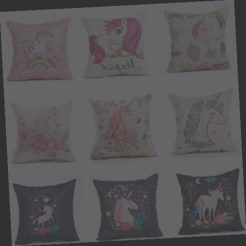 coussin fille licorne
